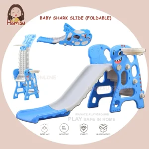 CHILDREN PLAYGROUND SET SLIDE BASKET BALL MINI PLAYGROUND BABY SHARK FOLDABLE SLIDE