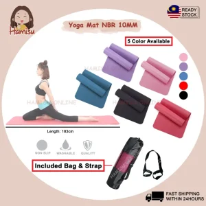 Yoga Mat NBR 10MM EXTRA THICK Washable Non-Slip Mat Aerobic Workout Equipment GYM Fitness Tabata